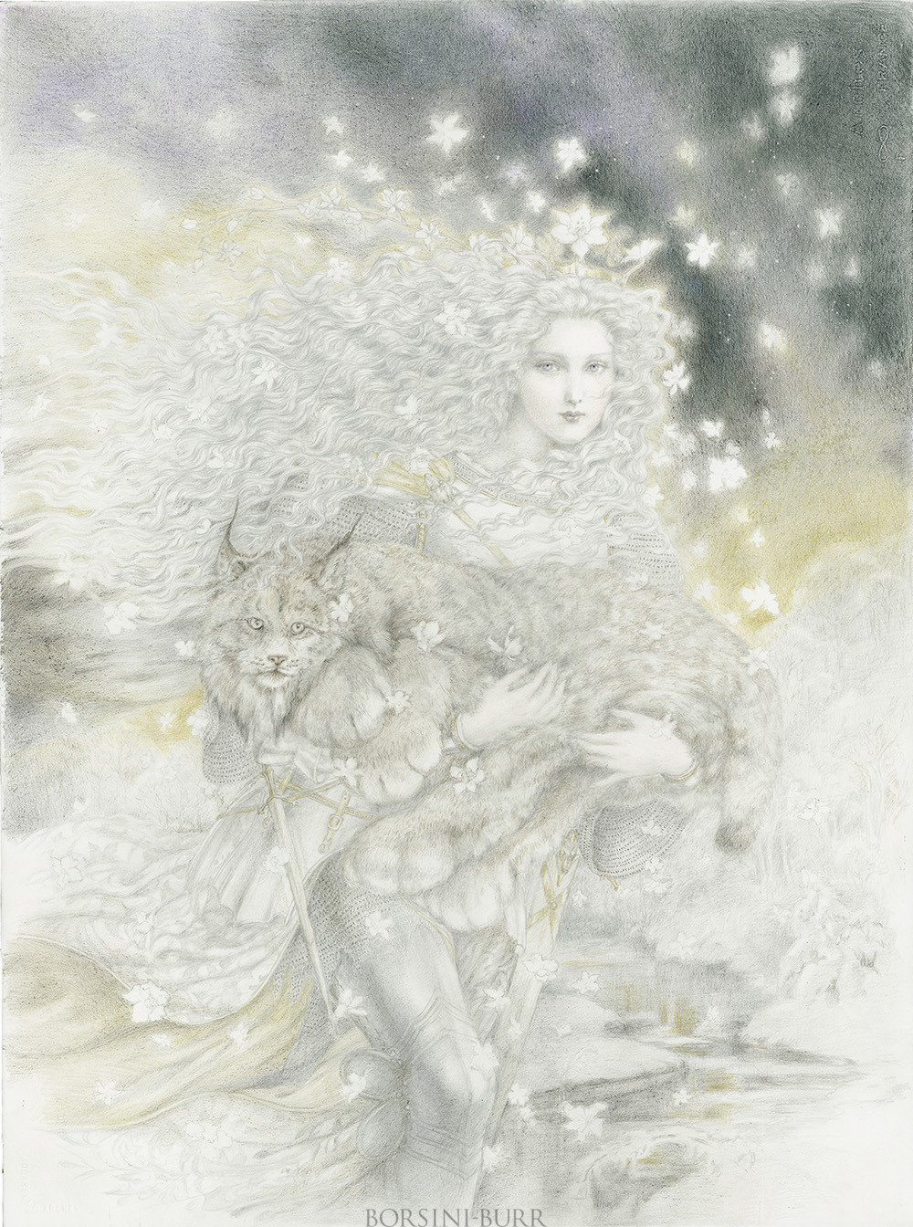 "Snow Queen" Original Drawing by Kinuko Y. Craft