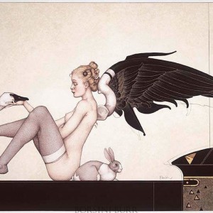 "Angel of Hidden Things" Stone Lithograph by Michael Parkes