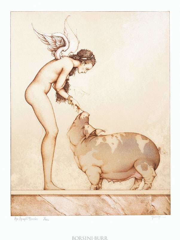 "An Angel’s Touch" Stone Lithograph by Michael Parkes