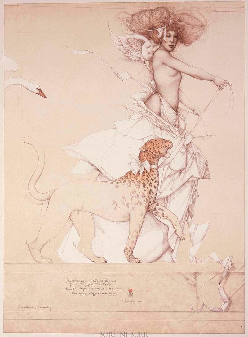 "Auromira Dreaming" Stone Lithograph by Michael Parkes