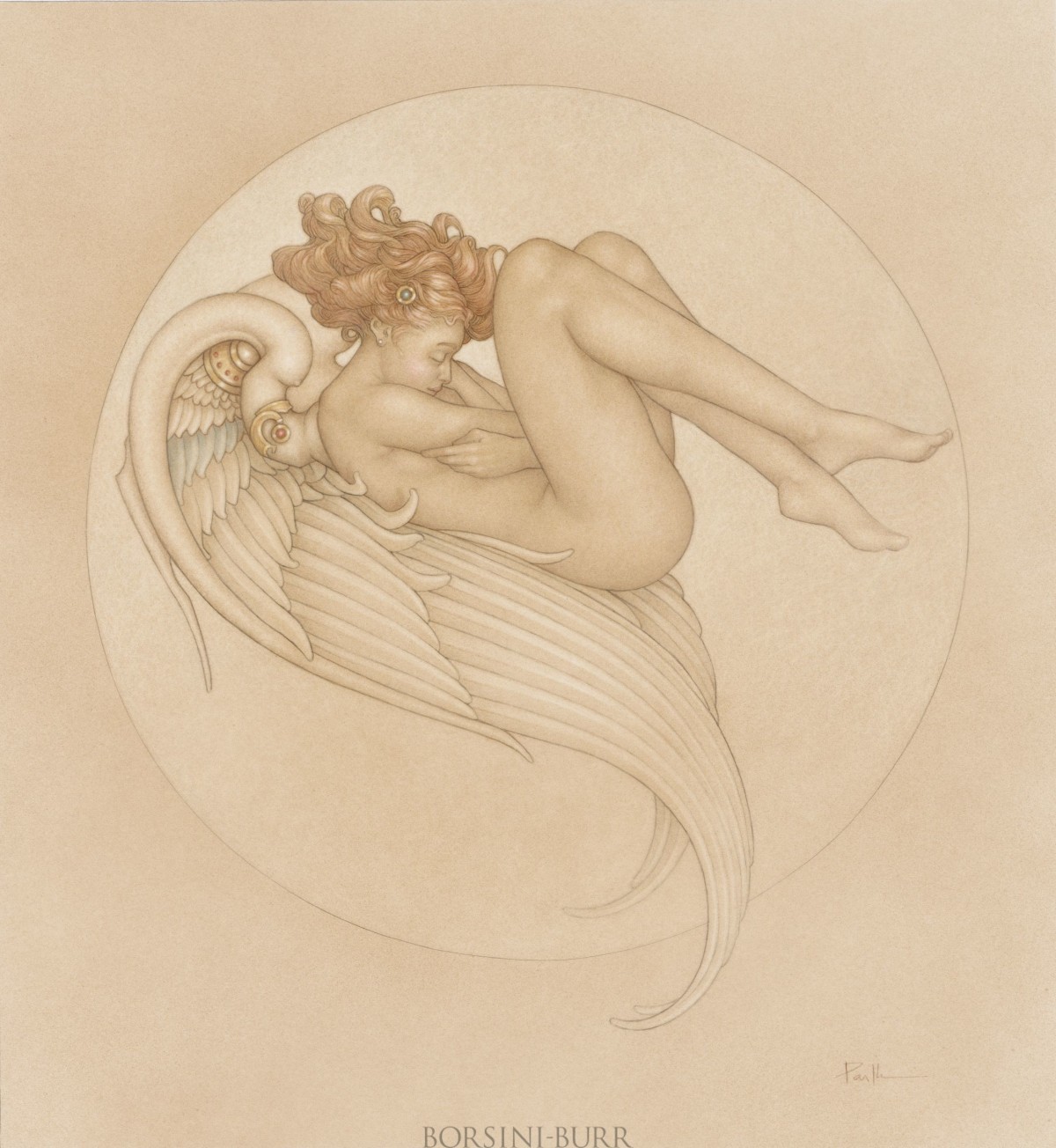 "Angel of August" Fine Art on Vellum by Michael Parkes