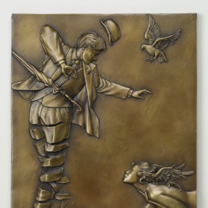 "Unwinding" Bronze Bas Relief by Michael Parkes
