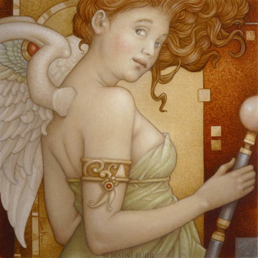 "Cheeky Angel" Original Oil on Canvas by Michael Parkes