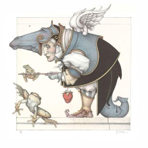 "Collector – The Frog Collector" Stone Lithograph by Michael Parkes