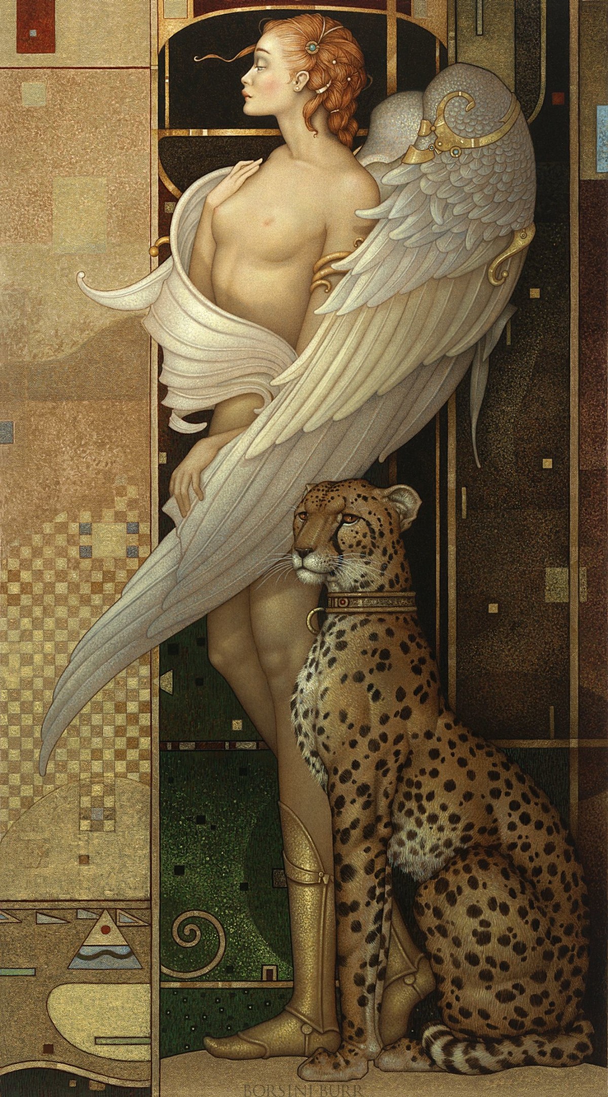 "Gold Angel" Fine Art Edition on Canvas by Michael Parkes