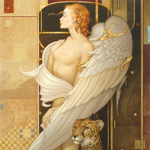"Gold Angel" Original Oil on Canvas by Michael Parkes