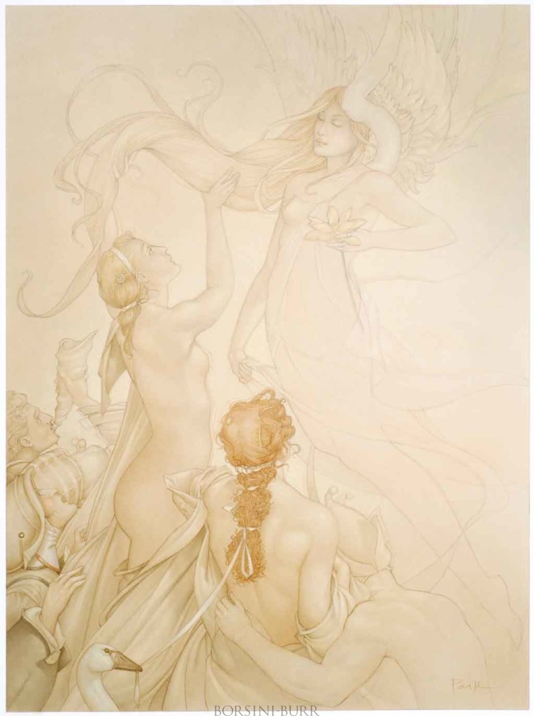 "Golden Lotus" Fine Art on Vellum by Michael Parkes