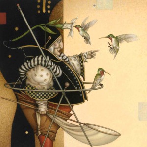 Hummingbird Collector Original Oil Painting by Michael Parkes