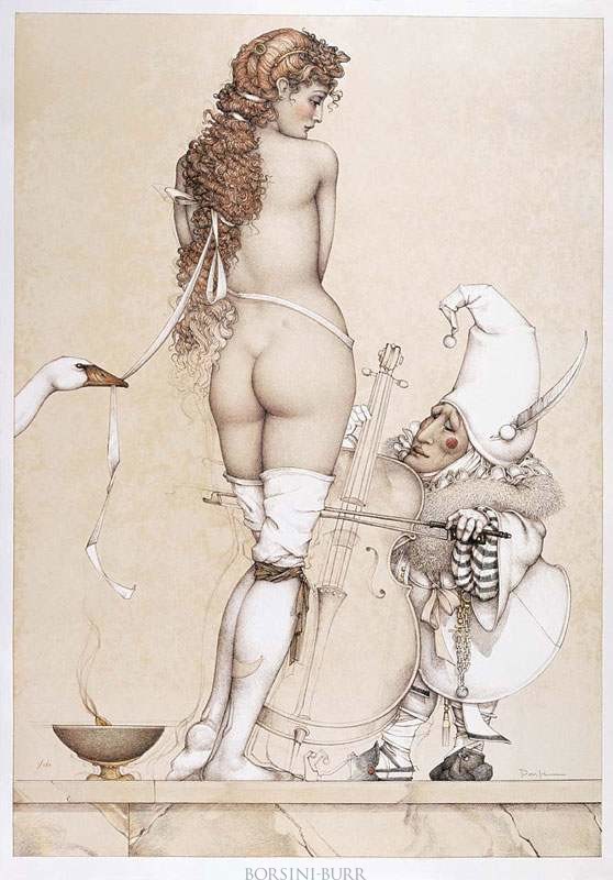 "Music Master" Stone Lithograph by Michael Parkes