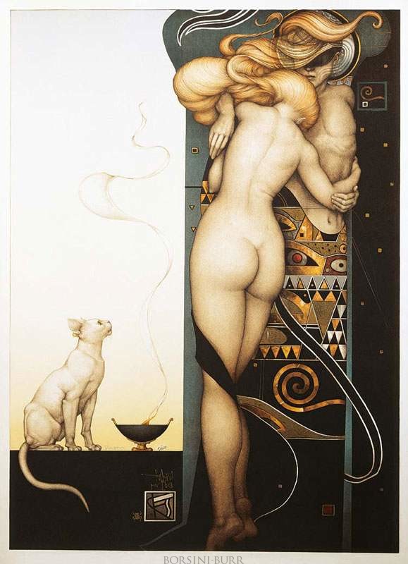 "Night and Day" Stone Lithograph by Michael Parkes