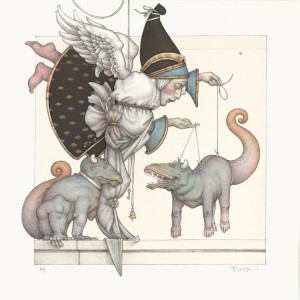 "Collector – The Puppet Collector" Stone Lithograph by Michael Parkes
