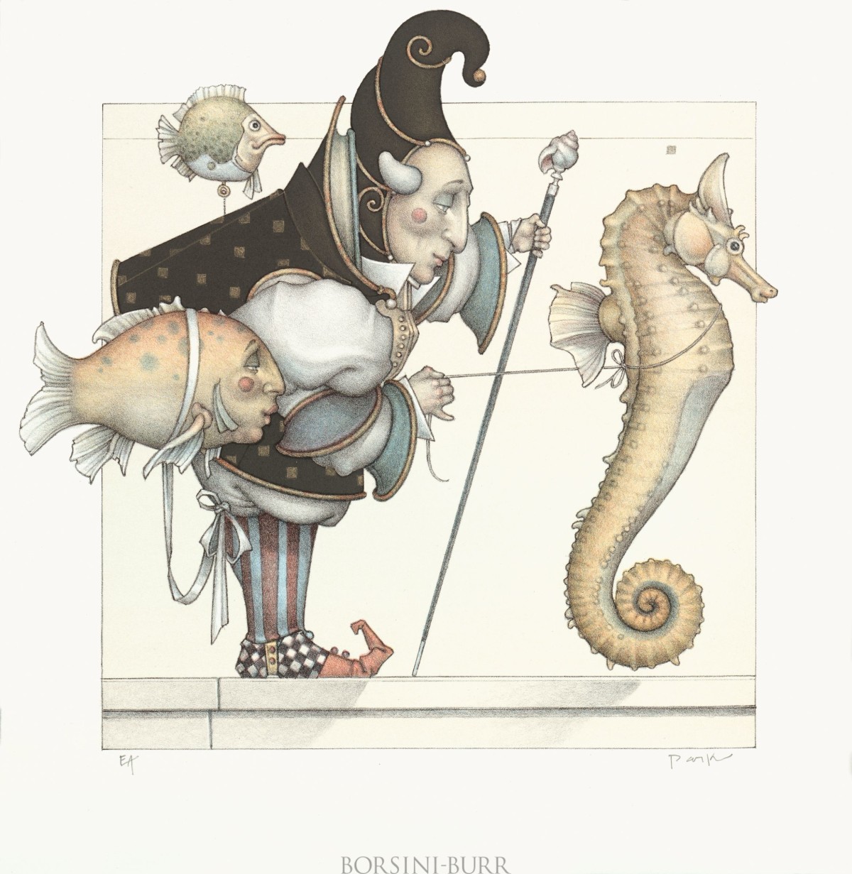 "Collector – The Seahorse Collector" Stone Lithograph by Michael Parkes