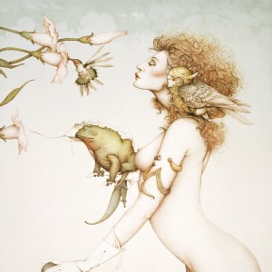 "Mayan Spring" Stone Lithograph by Michael Parkes