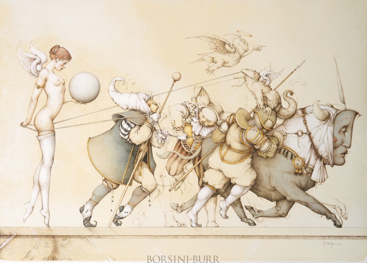 "Returning the Sphere" Stone Lithograph by Michael Parkes