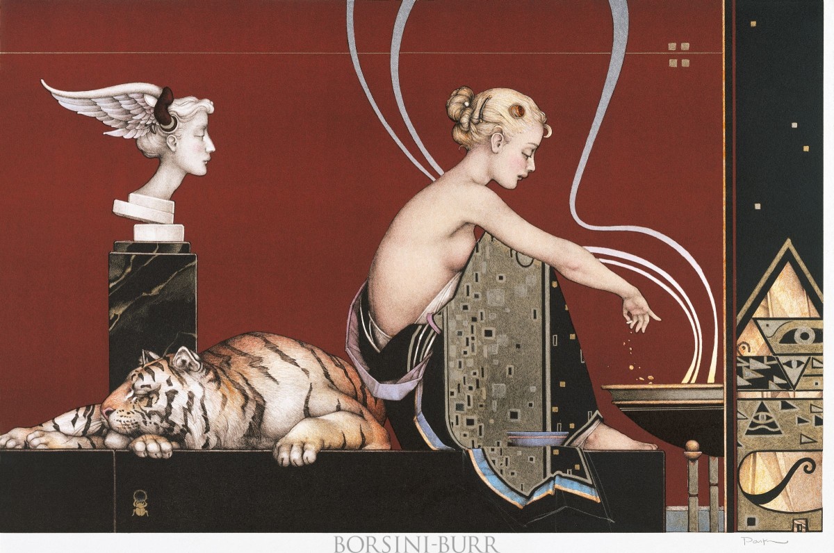 "Sacred Fire I and II" Stone Lithograph by Michael Parkes