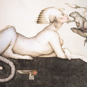 "Sphinx" Stone Lithograph by Michael Parkes