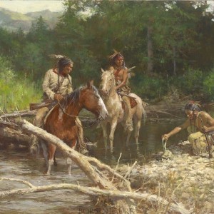 "Blackfeet Scouts in the Flathead Valley" Fine Art on Canvas by Howard Terpning