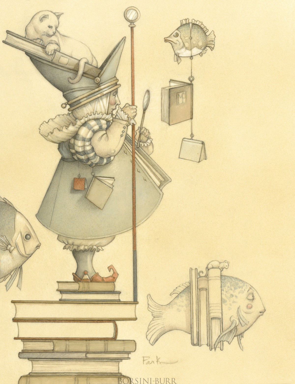 "Librarian" Original Drawing by Michael Parkes