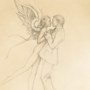 "Dancing with an Angel" Original Drawing by Michael Parkes