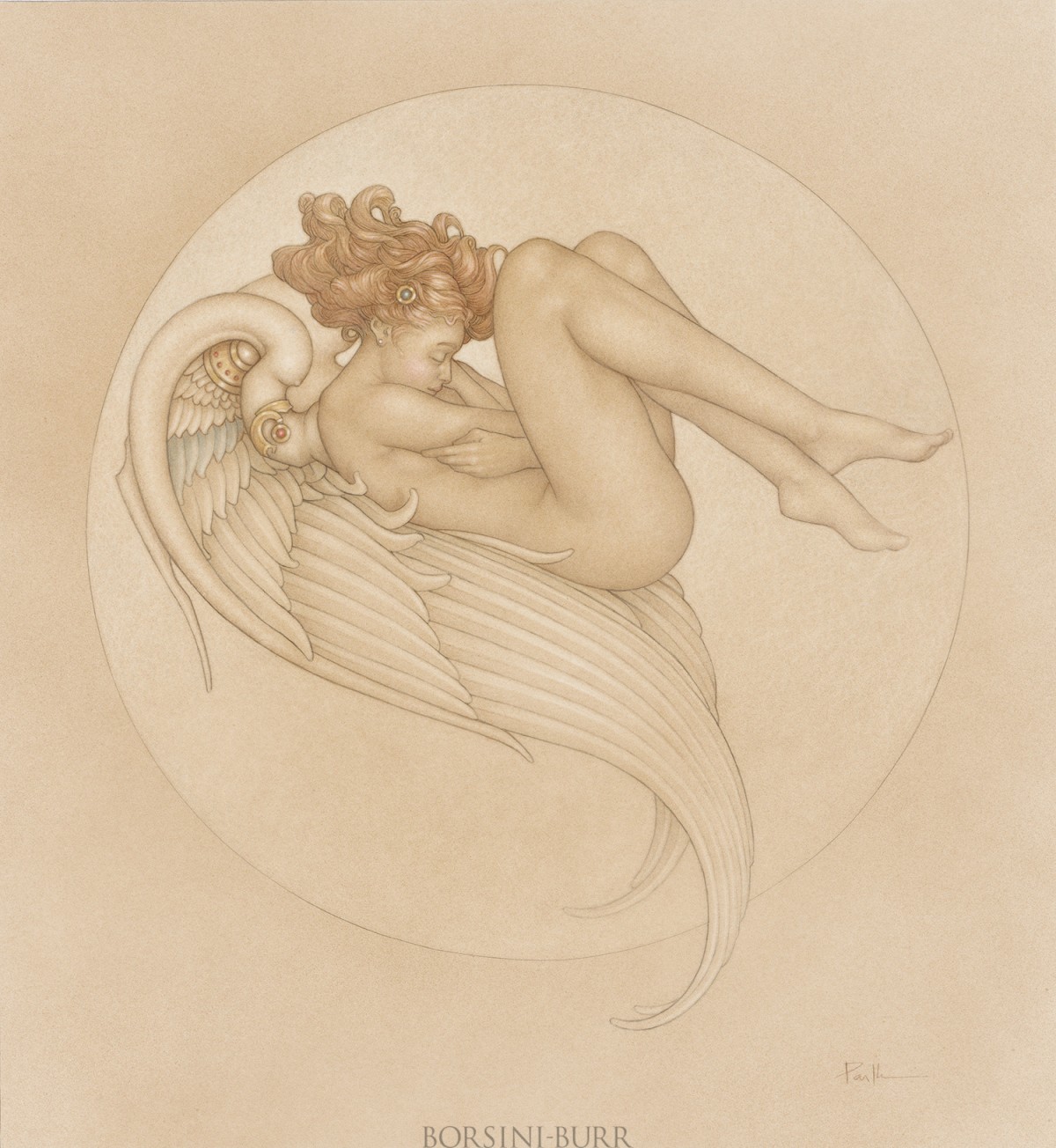 "Angel of August" Original Drawing by Michael Parkes