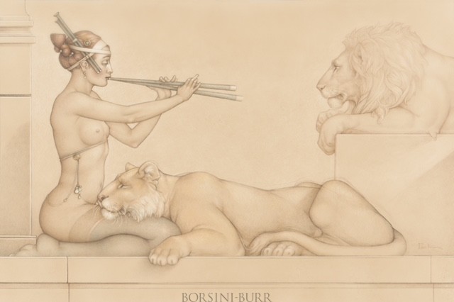 "Lion's Song" Original Drawing by Michael Parkes