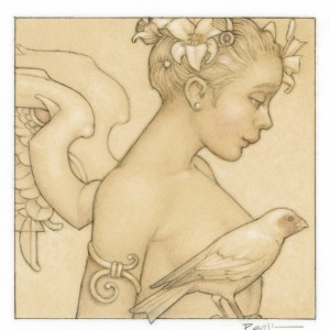 "Jewel - Angel with Bird" Fine Art Edition on Paper by Michael Parkes