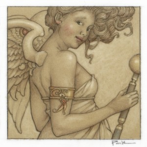 "Cheeky Angel" Original Drawing by Michael Parkes
