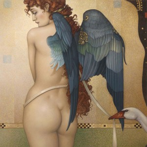 "Angel Interrupted" Original Oil on Canvas by Michael Parkes