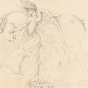 "Blind Unicorn" Original Drawing by Michael Parkes