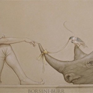 "Black Rhino" Original Drawing by Michael Parkes