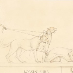 "Angel with Three Cats" Original Drawing by Michael Parkes
