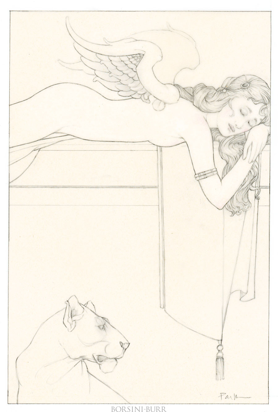 "Angel Sleeping" Original Drawing by Michael Parkes