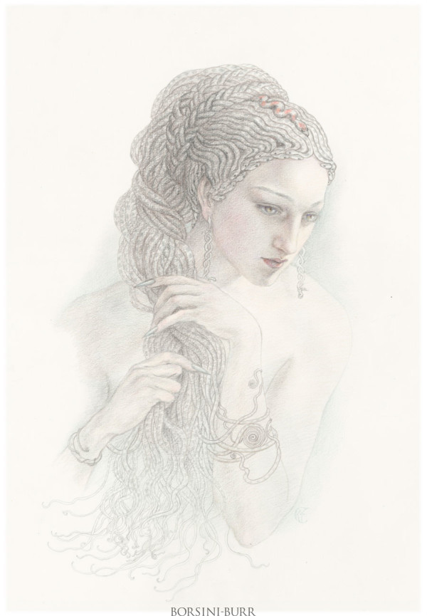 "Medusa" Original Drawing by Kinuko Y. Craft