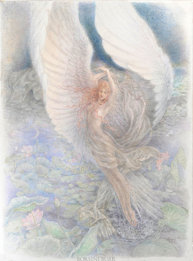 "Lotus Garden" Original Drawing by Kinuko Y. Craft