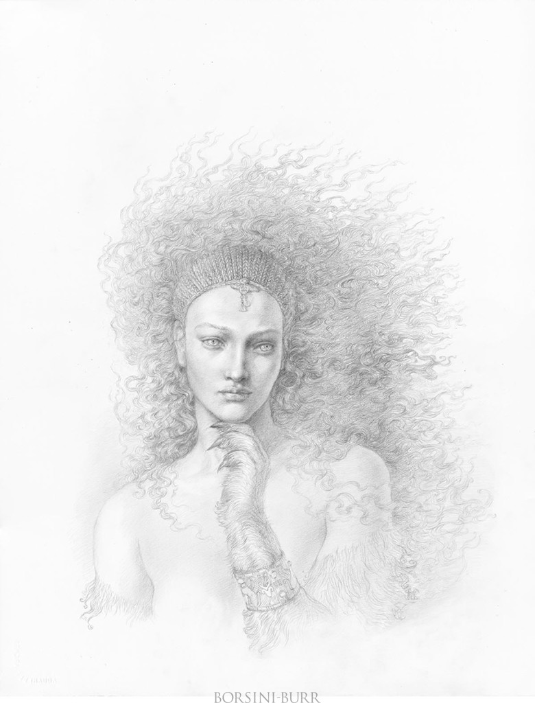 "Sphinx" Original Drawing by Kinuko Y. Craft