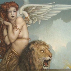 "Lion’s Return" Original Oil on Canvas by Michael Parkes
