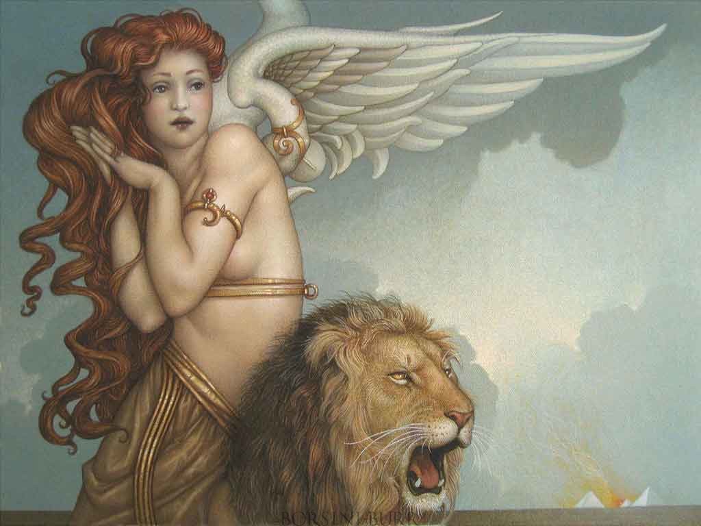 "Lion’s Return" Original Oil on Canvas by Michael Parkes