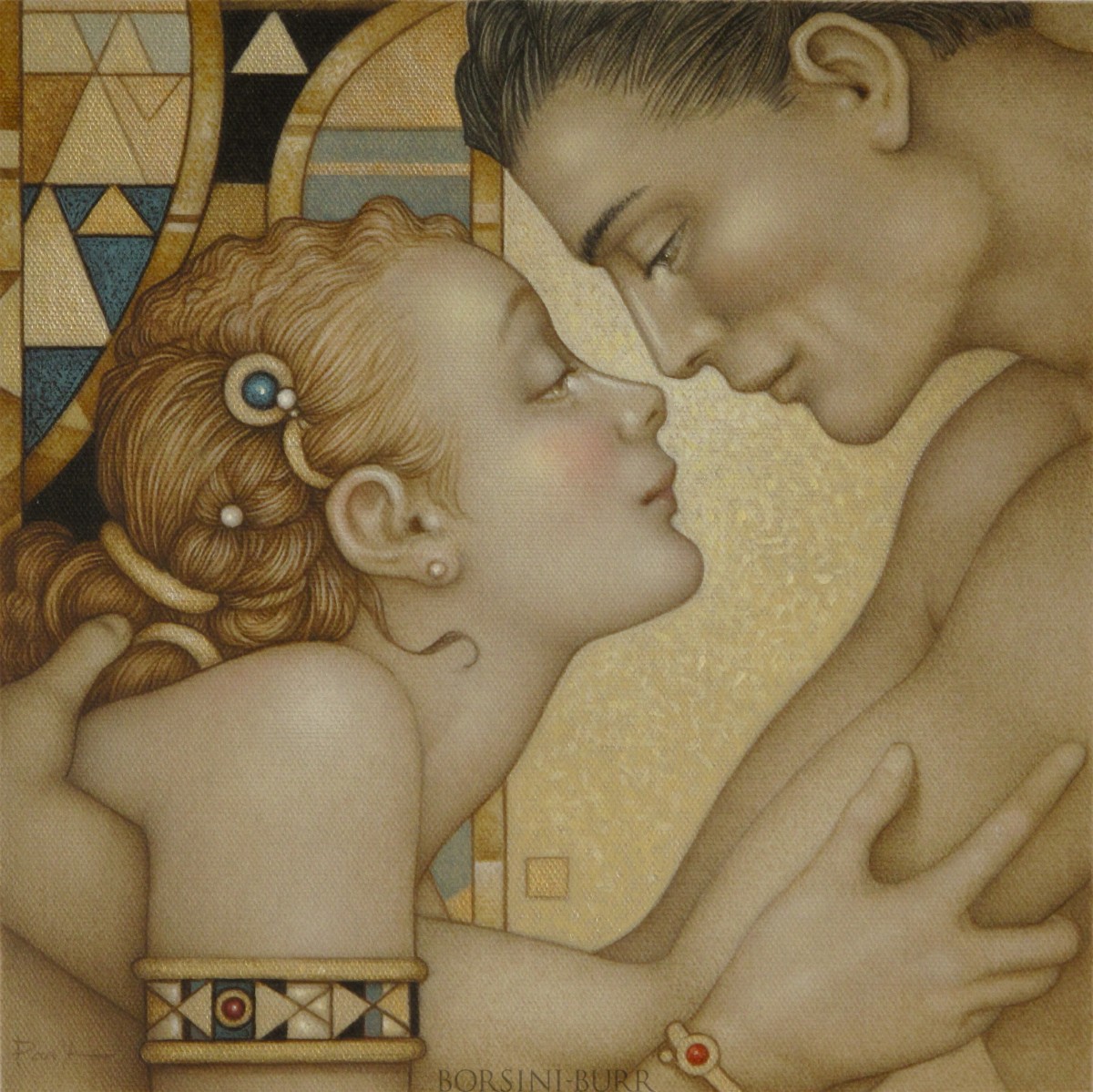 "First Embrace" Original Oil on Canvas by Michael Parkes