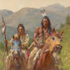 "Mystery of the Crow Medicine Horse Masks" Fine Art Edition on Canvas by Howard Terpning