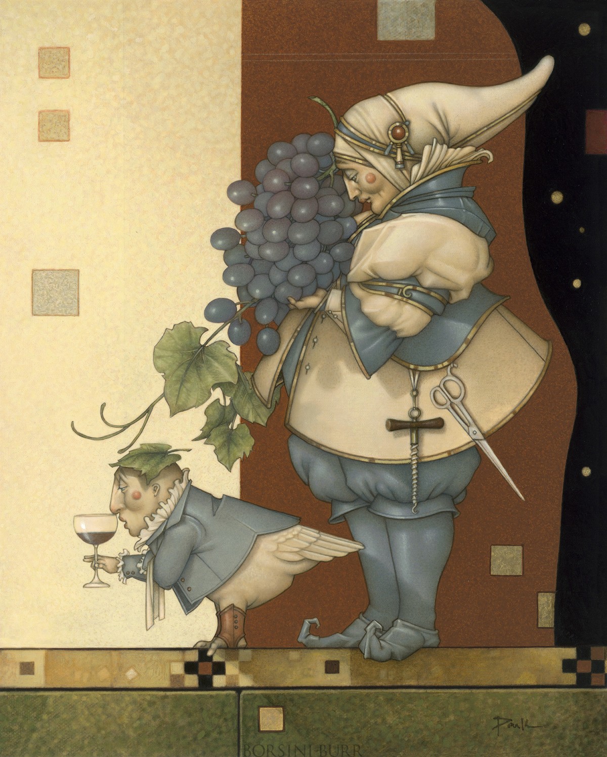 "The Wine Collector" Original Oil on Canvas by Michael Parkes