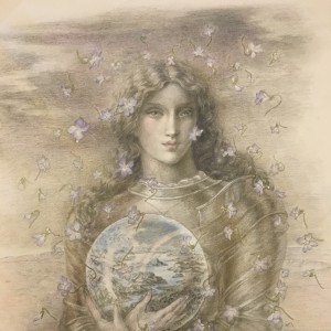 "Violet Rain" Original Drawing by Kinuko Y. Craft