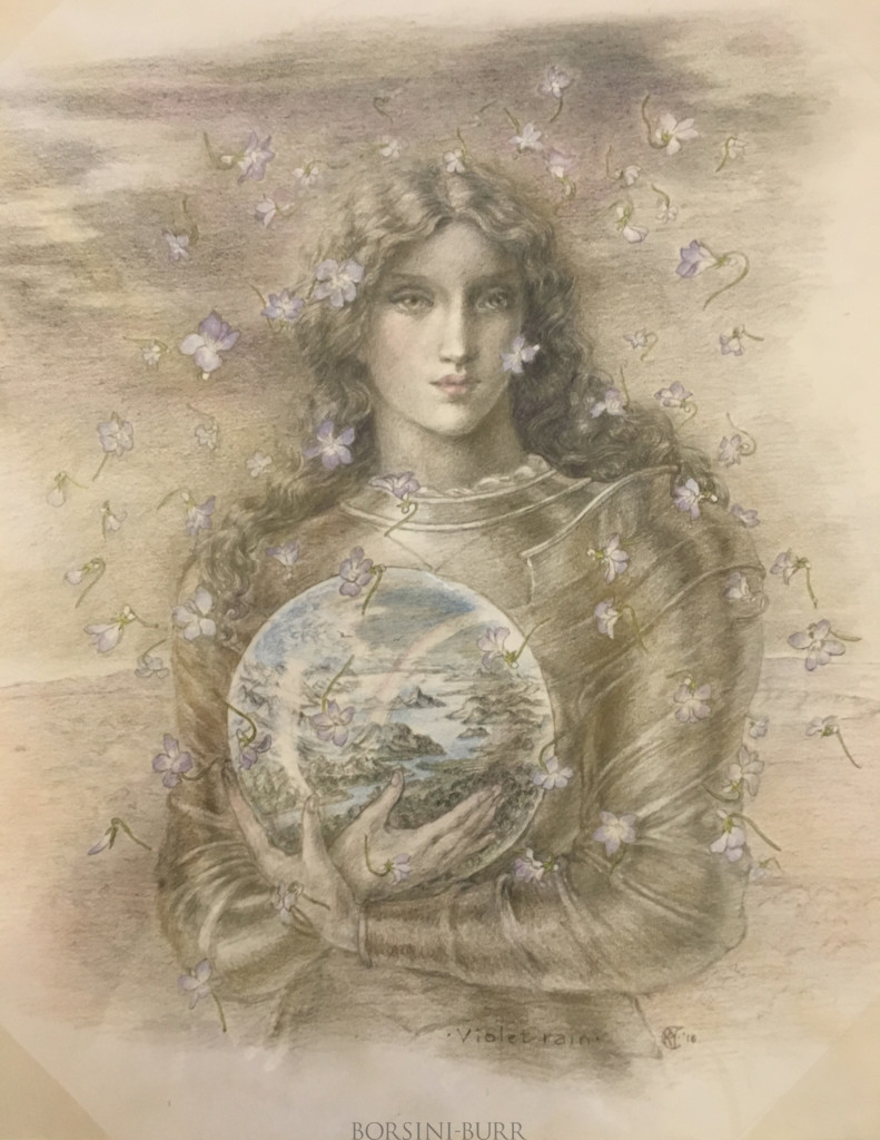 "Violet Rain" Original Drawing by Kinuko Y. Craft