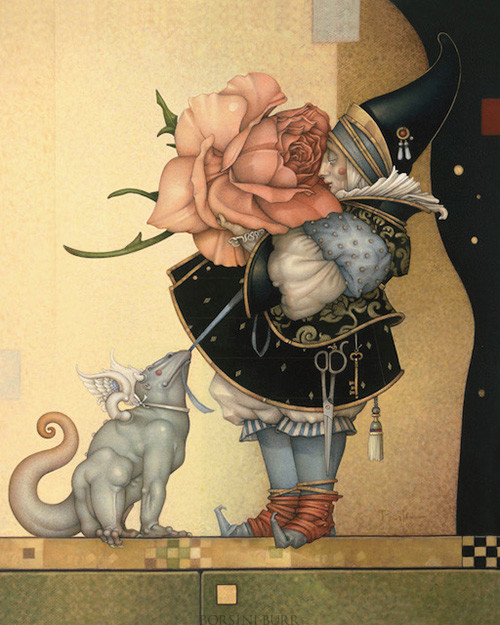 "Rose Collector" Fine Art Edition on Canvas by Michael Parkes