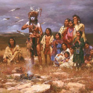 "Shaman and His Magic Feathers" Fine Art Edition on Canvas by Howard Terpning