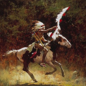 "Sioux Flag Carrier" Fine Art Edition on Canvas by Howard Terping