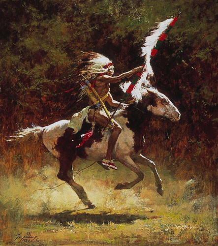 "Sioux Flag Carrier" Fine Art Edition on Canvas by Howard Terping