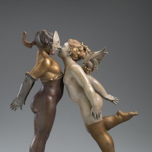 "Kissing" Bronze Sculpture by Michael Parkes