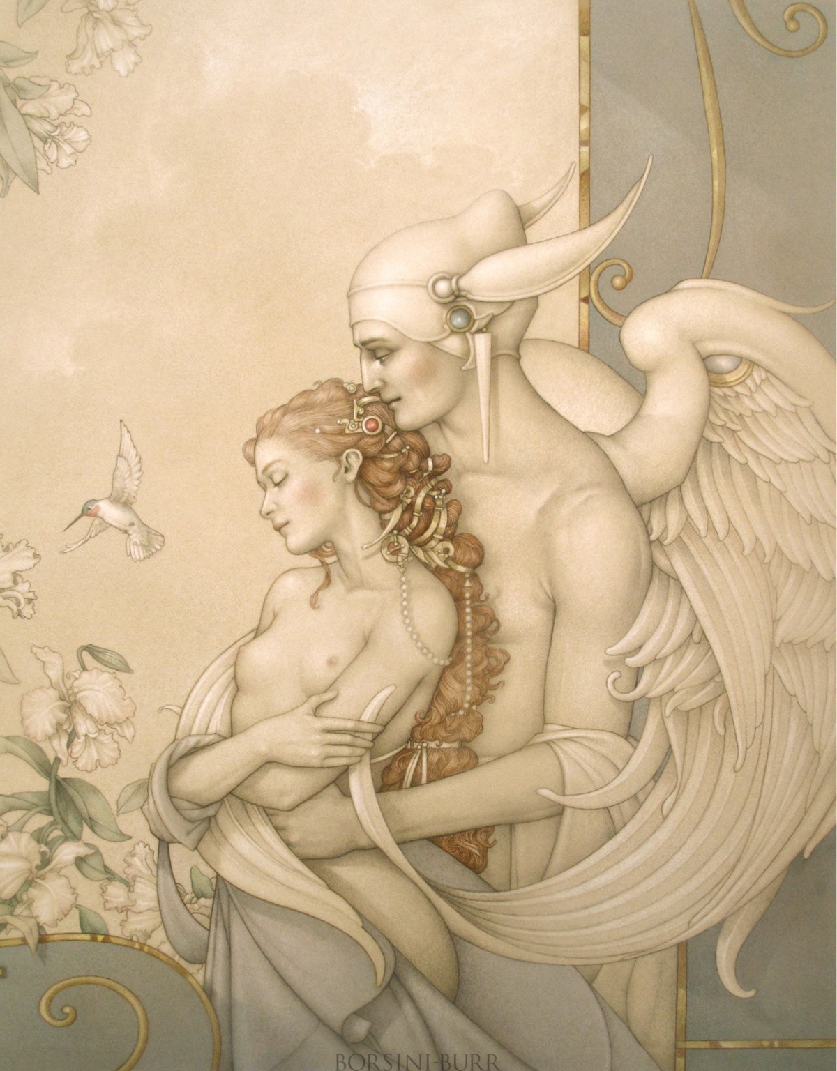 "There Must be an Angel" Original Drawing by Michael Parkes