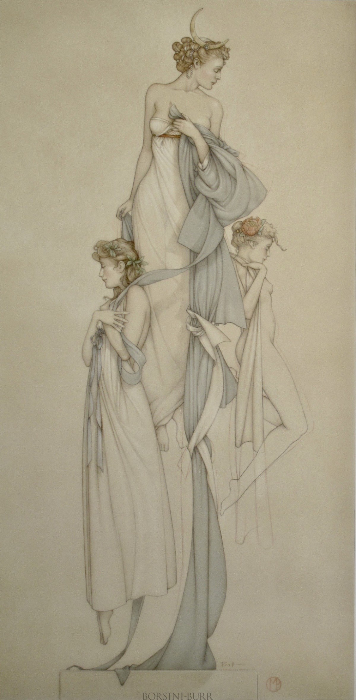 "Three Graces" Original Drawing by Michael Parkes