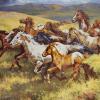 "Thunder of the Wild Mustangs" Fine Art on Canvas by Howard Terpning